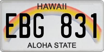 HI license plate EBG831
