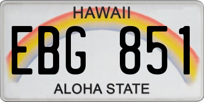 HI license plate EBG851