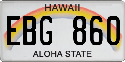 HI license plate EBG860