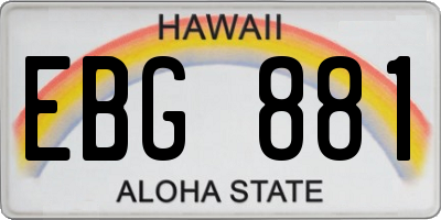 HI license plate EBG881