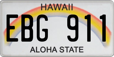 HI license plate EBG911
