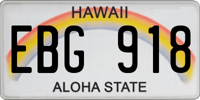 HI license plate EBG918