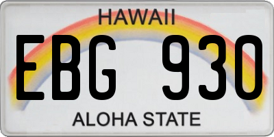 HI license plate EBG930
