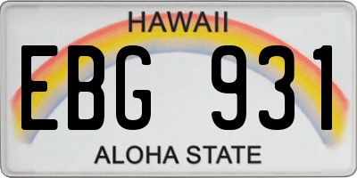 HI license plate EBG931