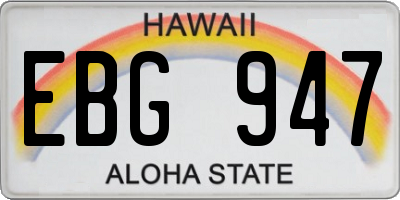 HI license plate EBG947