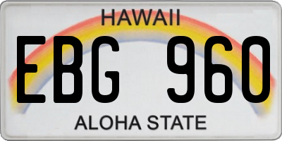 HI license plate EBG960