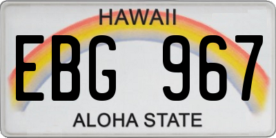 HI license plate EBG967