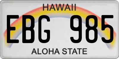 HI license plate EBG985
