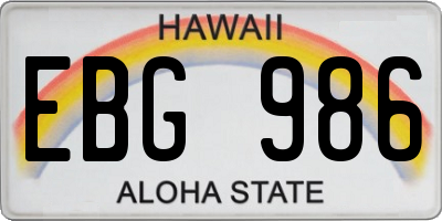 HI license plate EBG986