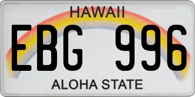 HI license plate EBG996