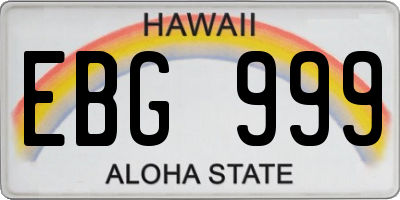 HI license plate EBG999