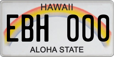 HI license plate EBH000