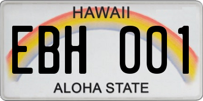 HI license plate EBH001