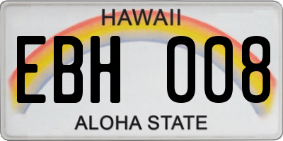 HI license plate EBH008