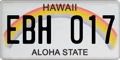 HI license plate EBH017