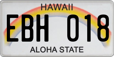 HI license plate EBH018