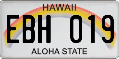 HI license plate EBH019