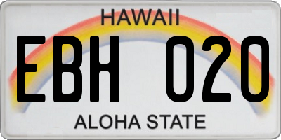 HI license plate EBH020