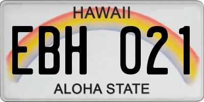 HI license plate EBH021