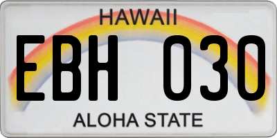 HI license plate EBH030