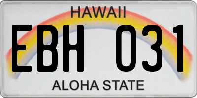 HI license plate EBH031