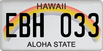 HI license plate EBH033