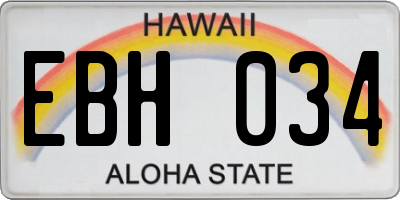 HI license plate EBH034