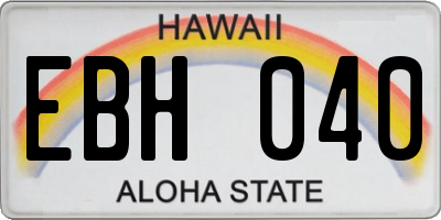 HI license plate EBH040