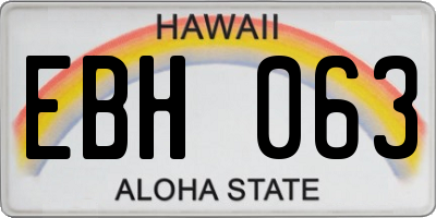 HI license plate EBH063