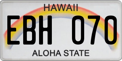 HI license plate EBH070