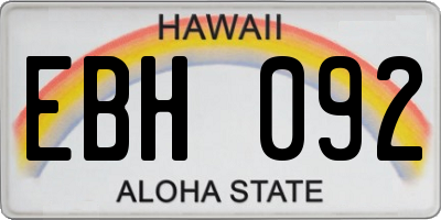HI license plate EBH092