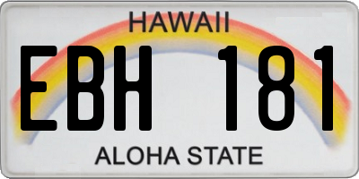 HI license plate EBH181