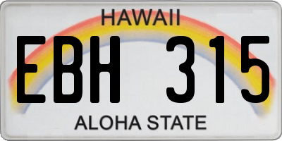 HI license plate EBH315