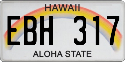 HI license plate EBH317