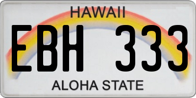 HI license plate EBH333