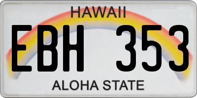 HI license plate EBH353