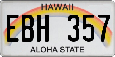 HI license plate EBH357