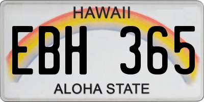 HI license plate EBH365