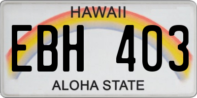 HI license plate EBH403