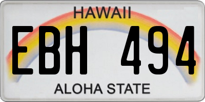 HI license plate EBH494