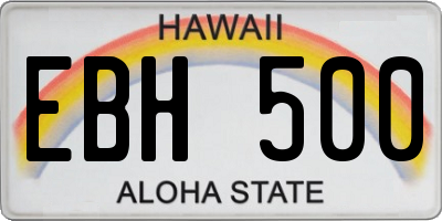 HI license plate EBH500