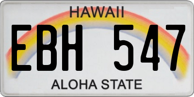 HI license plate EBH547
