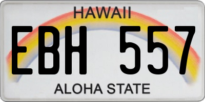HI license plate EBH557