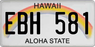 HI license plate EBH581