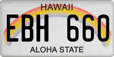 HI license plate EBH660