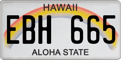 HI license plate EBH665