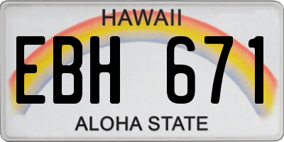 HI license plate EBH671
