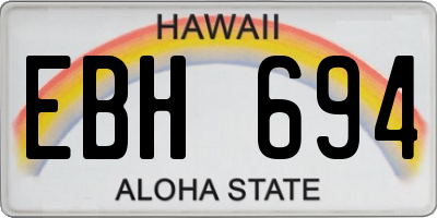 HI license plate EBH694