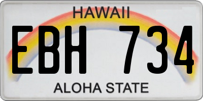 HI license plate EBH734