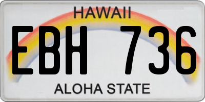 HI license plate EBH736